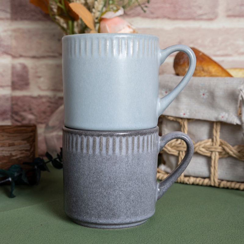 Happy Go 12oz/350ml Mug Matt Reactive Glaze With Embossed