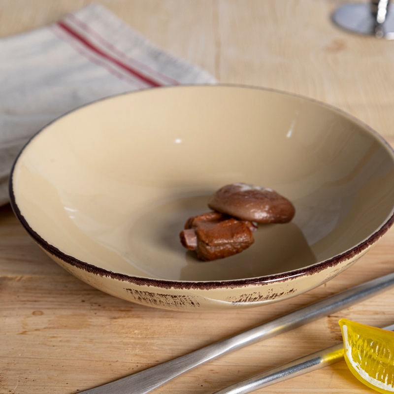 20cm/820ml Soup Plate With Brushed Pattern And Rim