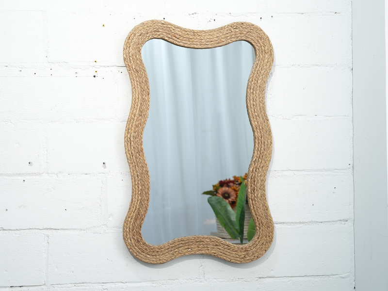 Woven Grass Irregular-framed Wall-mounted Mirror wall mirror mirrors