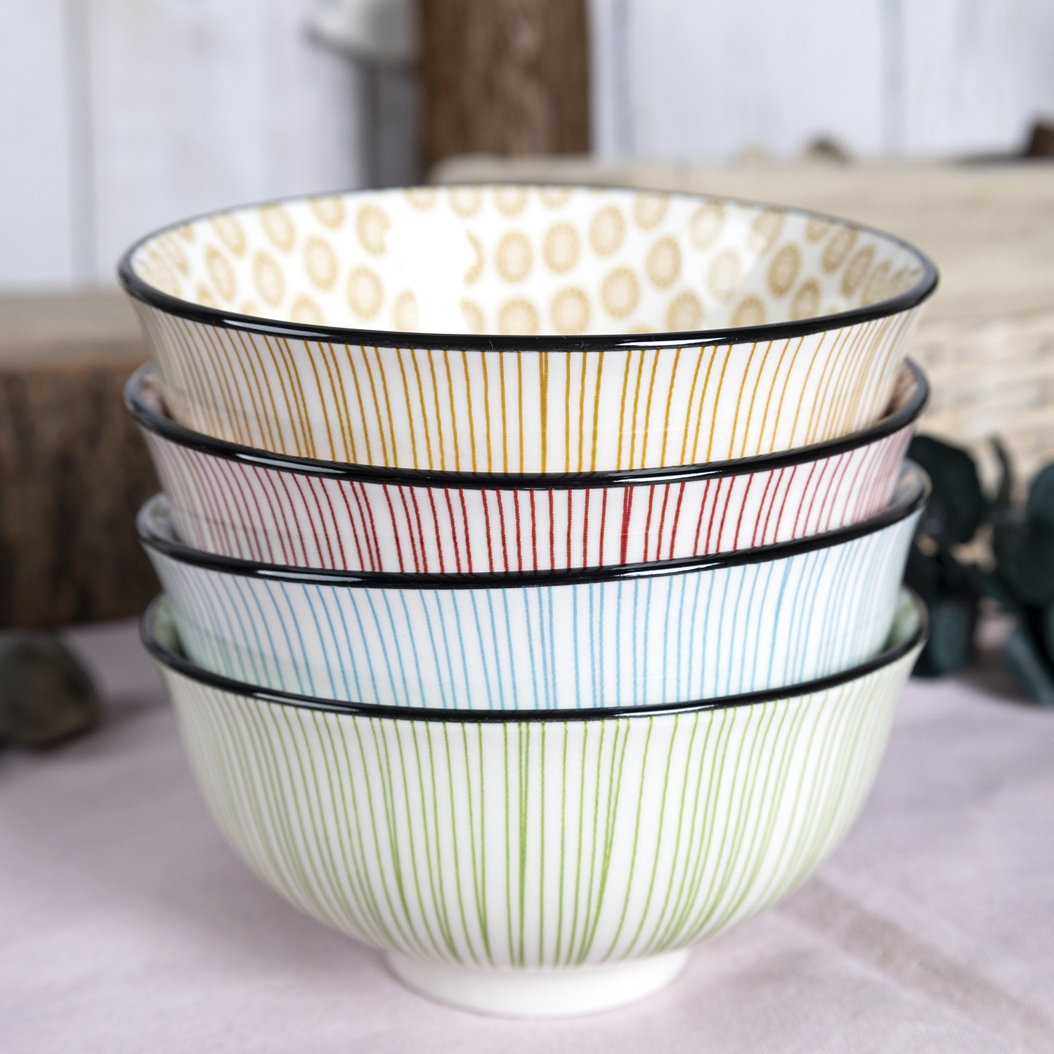 Happy Go PORCELAIN 15.5CM / 11.5CM BOWL WITH ONE COLOR PAD PRINTING AND COLOR RIM