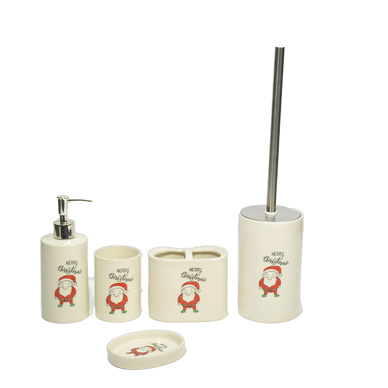 Santa Claus printed Christmas bathroom five-piece set