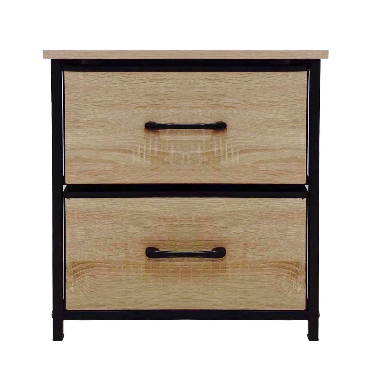 2-Drawer Wood Color Storage Cabinet Removable Night Stand