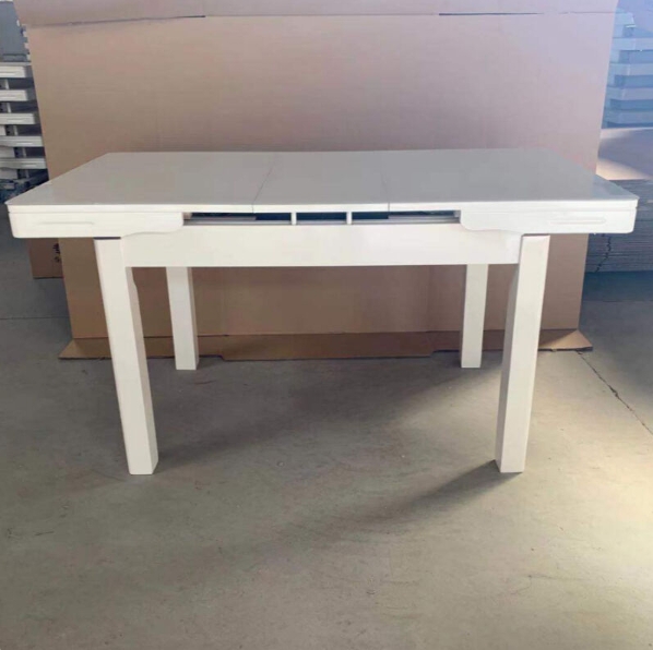 Romance dining table Extension table with glass top wood legs for home dining room furniture