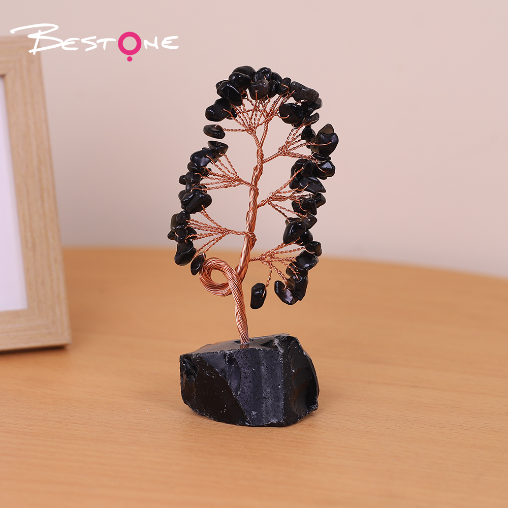 Crystal Tree Series (Rose Quartz / Amethyst / Fluorite / Obsidian, Natural Irregular Base,13 cm)