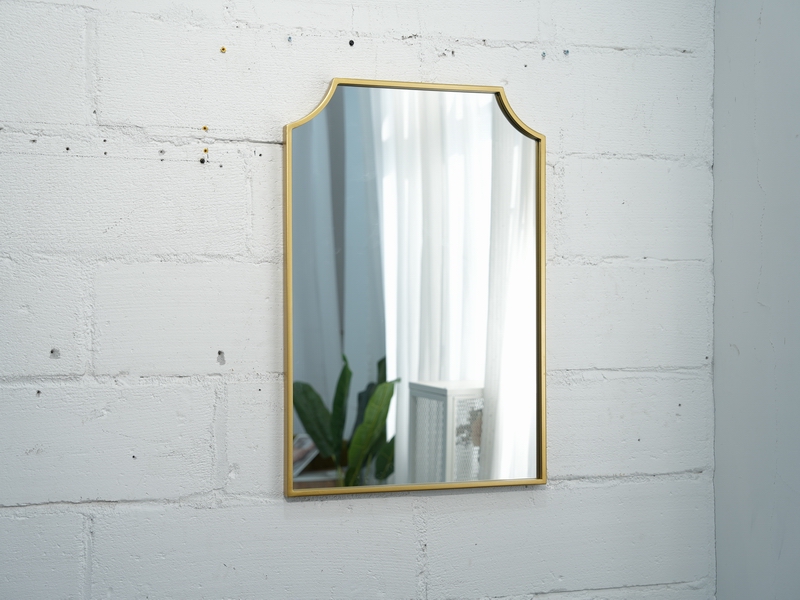 Gold Metal Arched-top Rectangular Wall-mounted Mirror