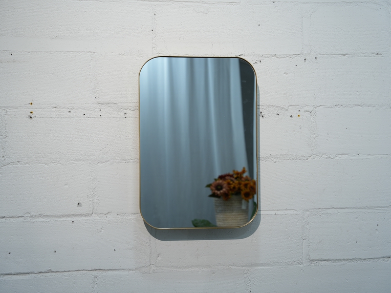 Gold Metal-framed Black-body Recessed Mirror Cabinet