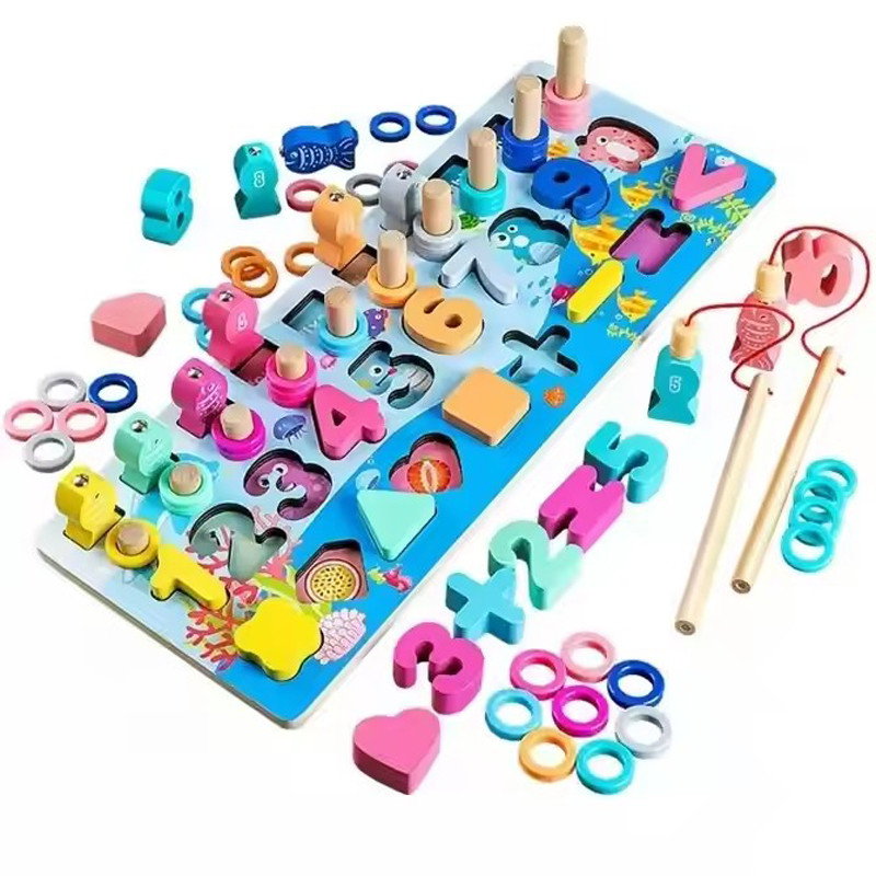 Fishing Logarithm Board Toy Geometric Matching Games Toy Educational Toy Wooden Toy