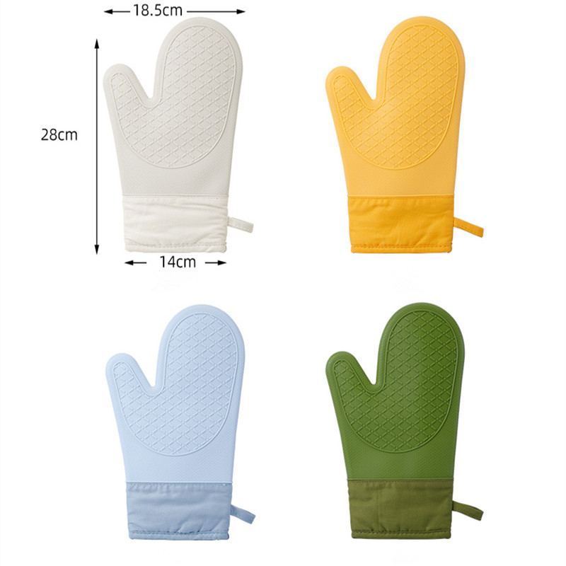 Thickened silicone and cotton gloves, twill heat-insulating baking and barbecue gloves