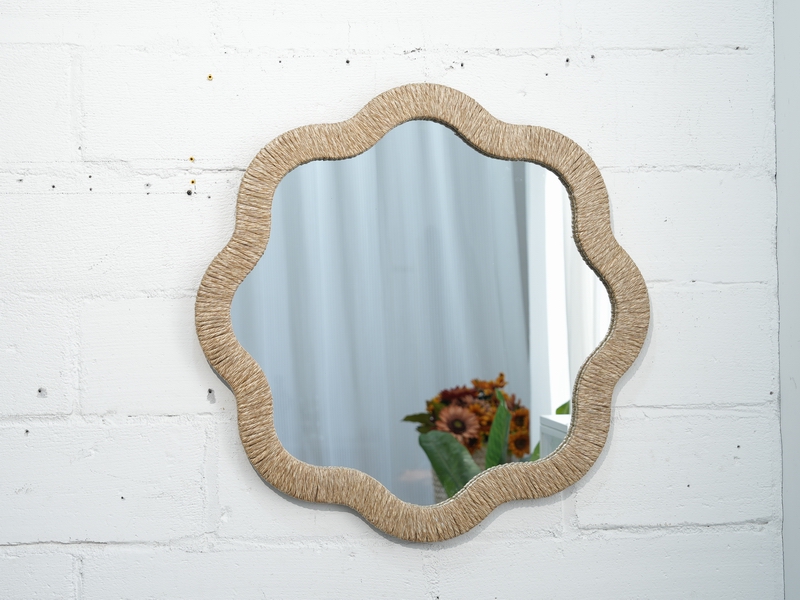 Paper Rope Scalloped-edge Irregular Wall-mounted Mirror