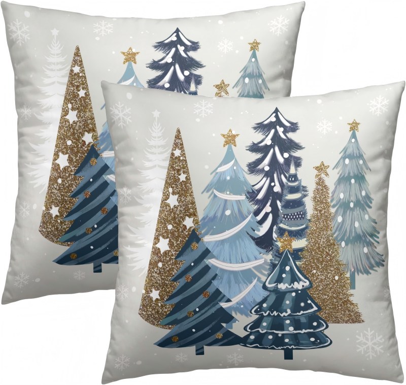 Christmas Print Throw Pillow Covers Xmas Dec Velvet Pillowcases Christmas Trees Cushion Pillow Cases