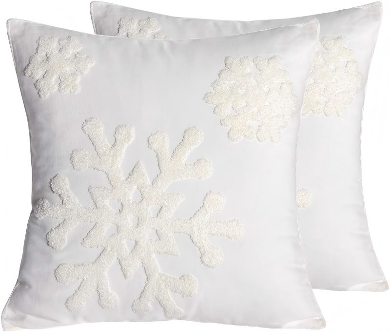 Cotton Christmas Blessing Throw Pillow Cover for Bed Sofa Cushion Car Snowflake Embroideried