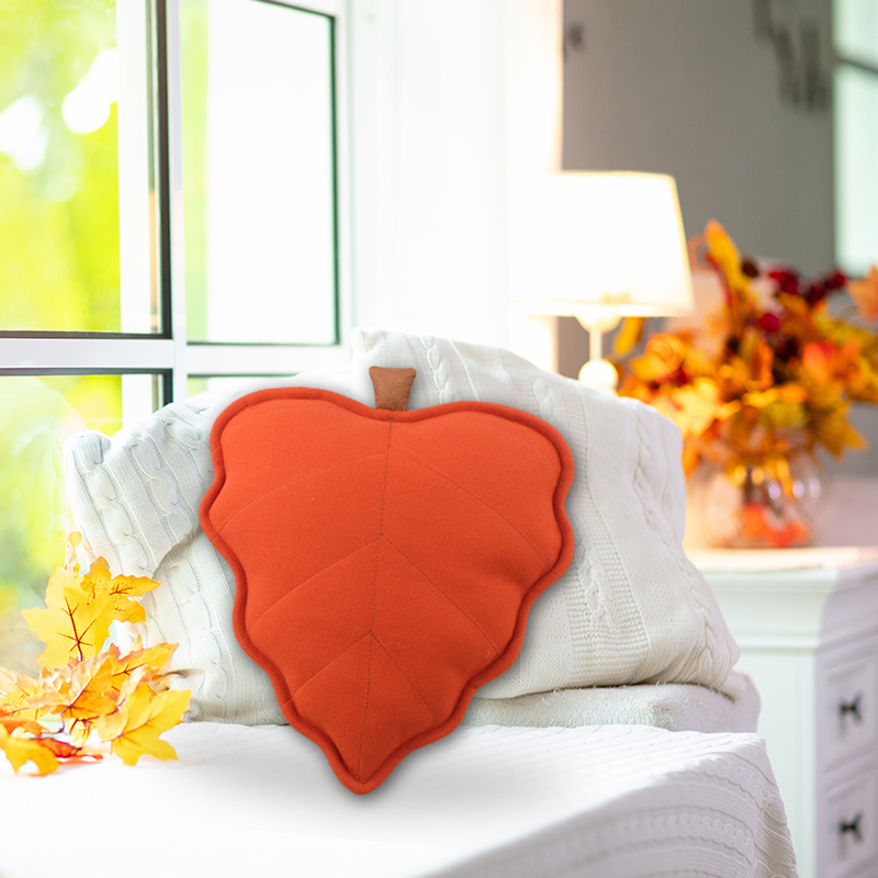 13X15'' Harvest Soft Velvet Decorative Custom Leaf Shaped Pillow