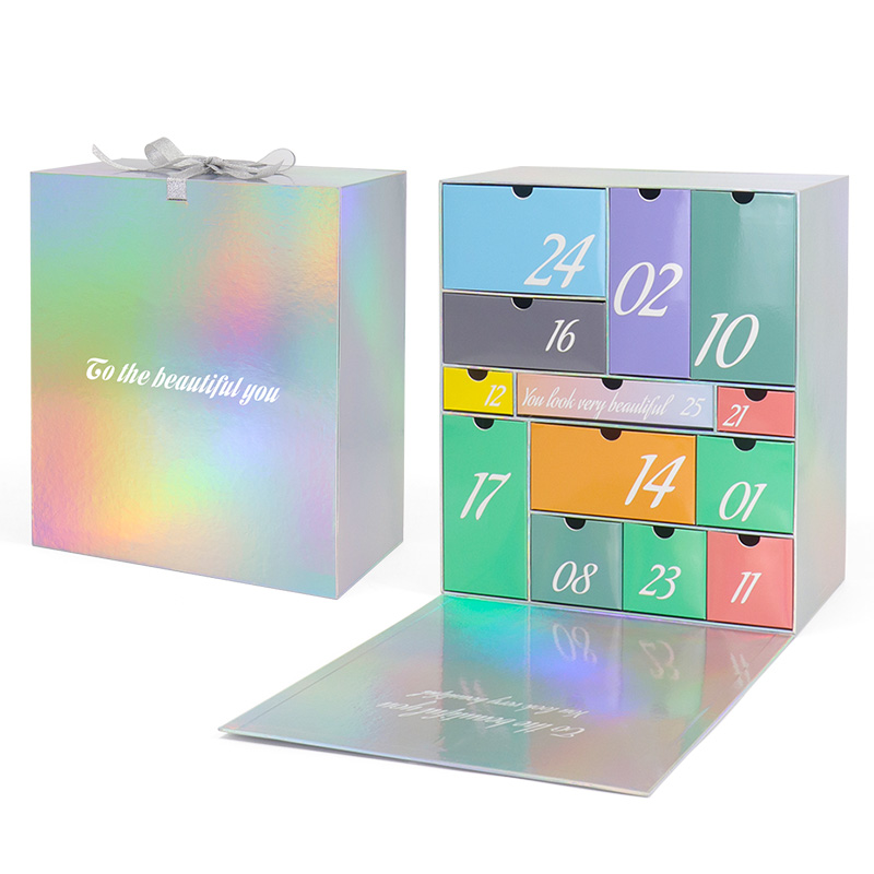 Double Open Laser Advent Calendar Box With Ribbon