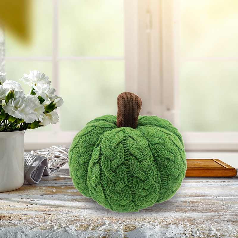 8'' Harvest Knitted Green Pumpkin