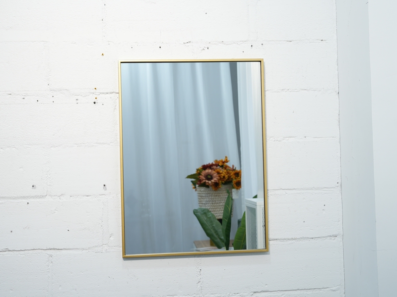 Gold Metal Rectangular Wall-mounted Mirror