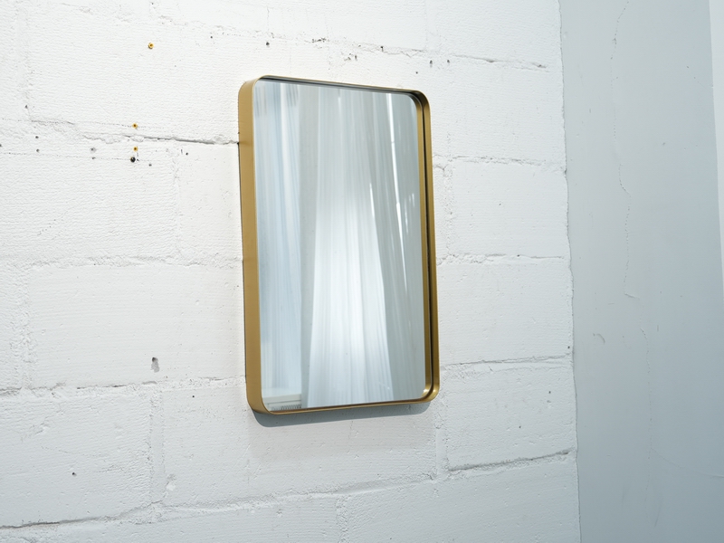 Gold Metal Wide-border Rectangular Wall-mounted Mirror
