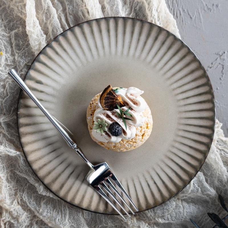 Happy Go 22cm/8.6" Salad Plate Embossed Reactive Glaze