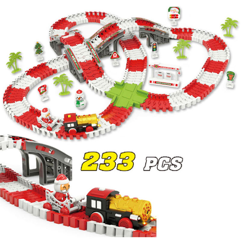 DIY Electric Railway Toy Kids Plastic Educational Toy Christmas Train Track Toy Track Car Toy