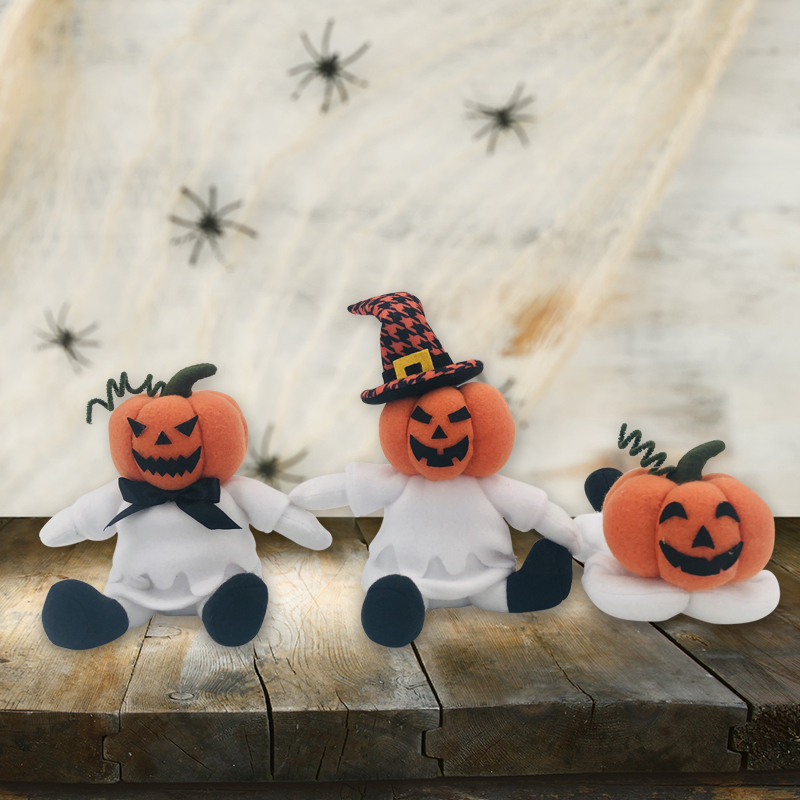 6'' Halloween Pumpkin White Ghost Sitting