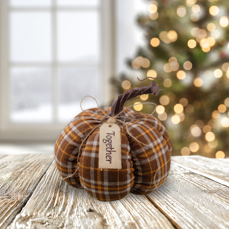 6''Harvest Plaid Pumpkin