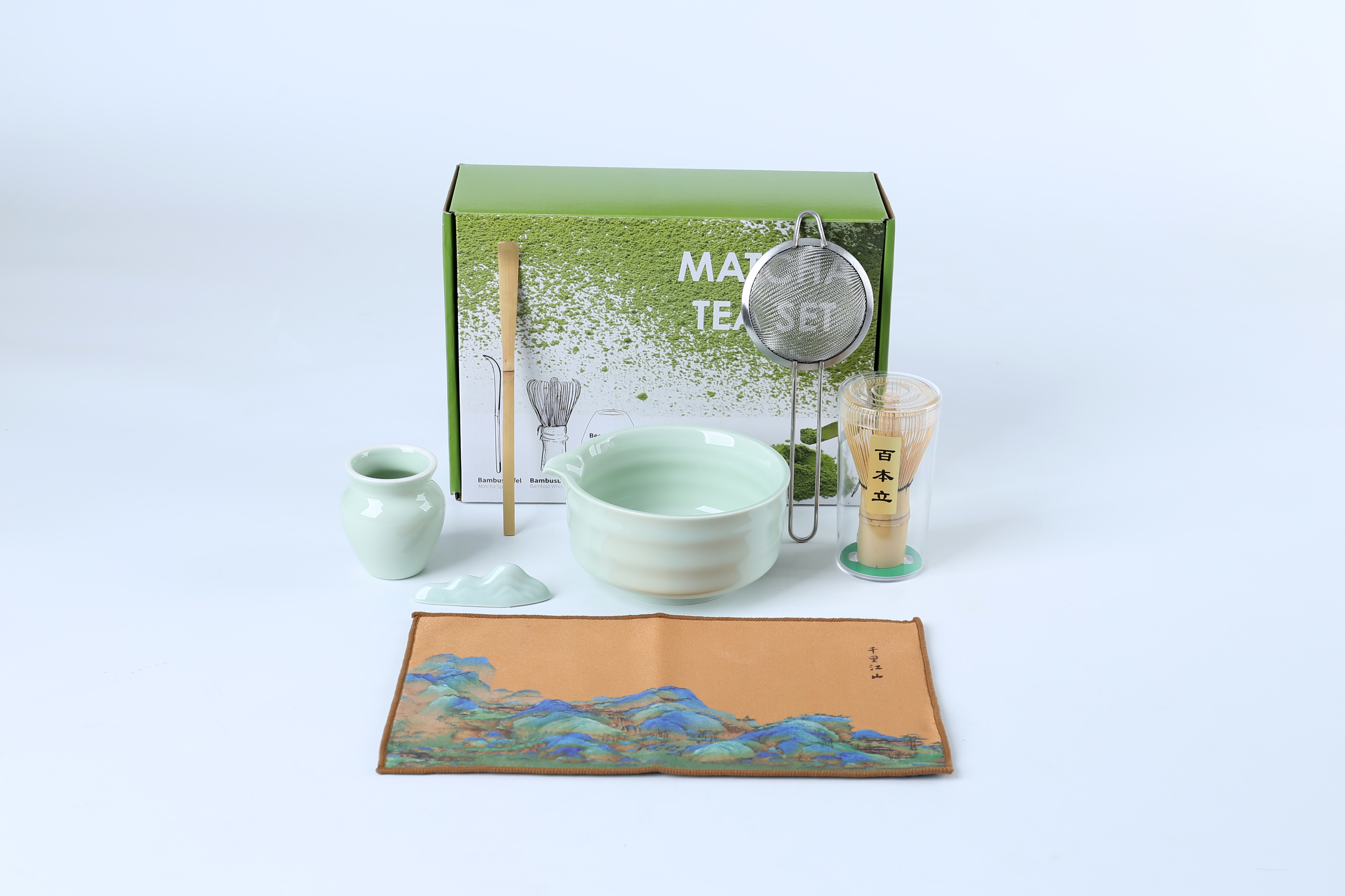Porcelain matcha bowl, porcelain whisk holder porcelain whisk sit porcelain matcha ki