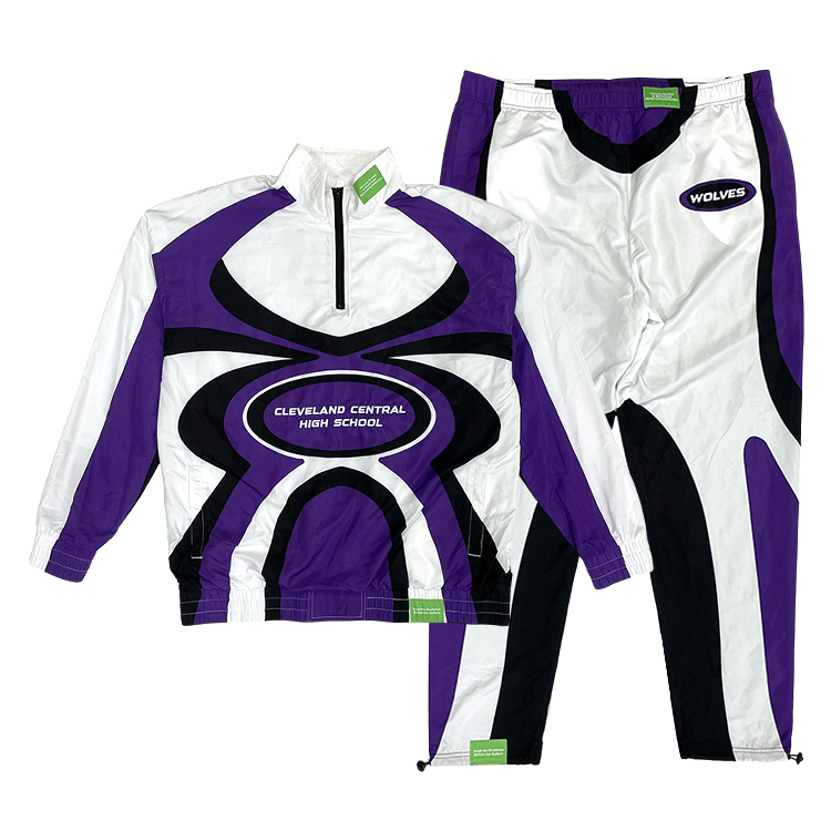 Fashion Patchwork Windbreaker Jacket Set Sports Tracksuit