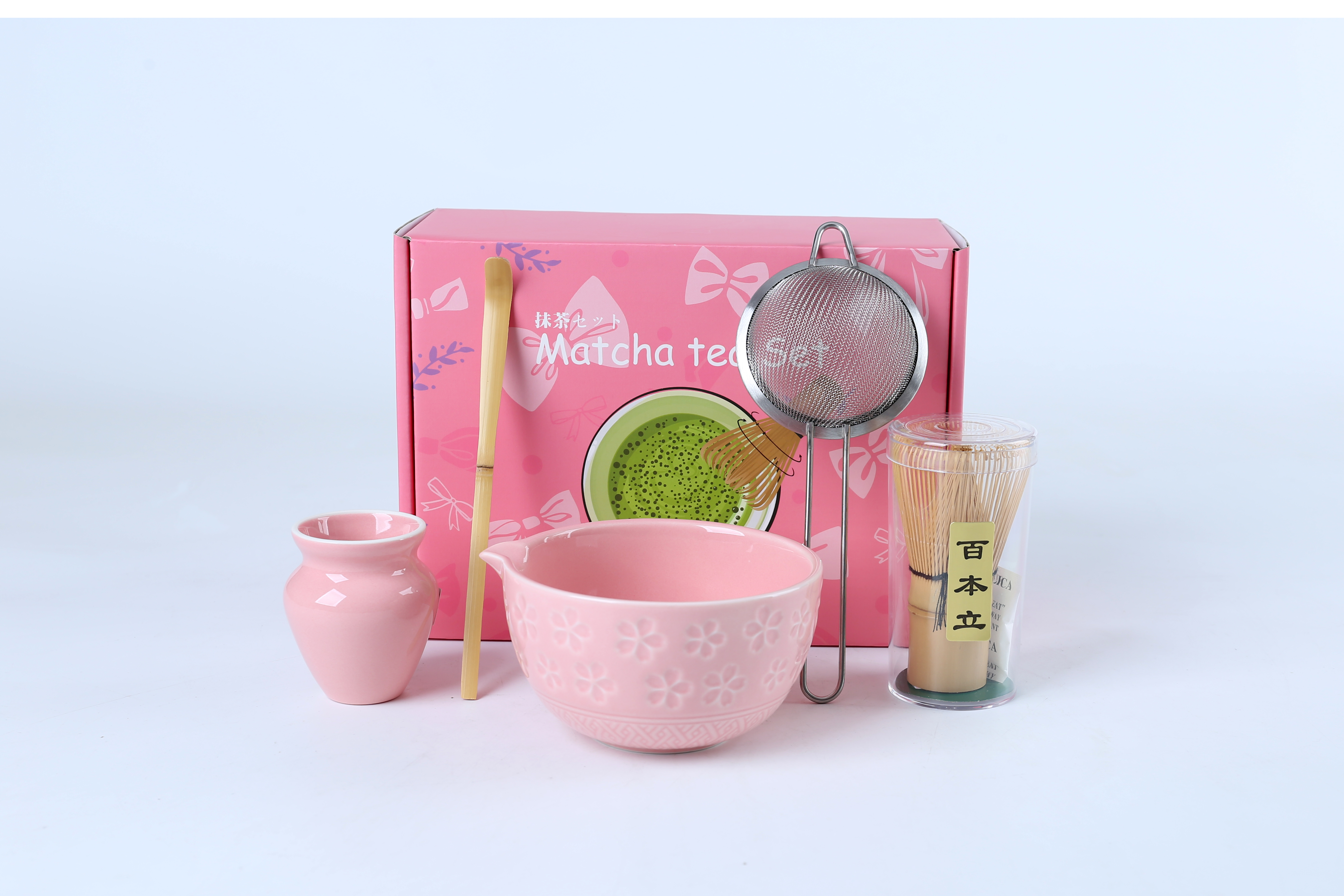 Porcelain matcha bowl, porcelain whisk holder porcelain matcha gift set