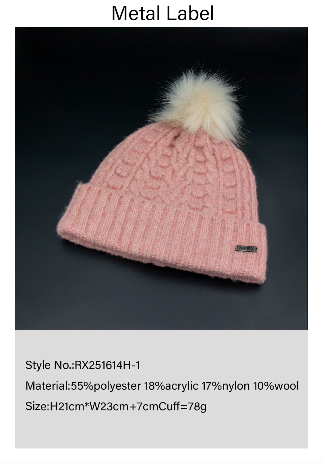 Pompom Knitted Beanie Hat