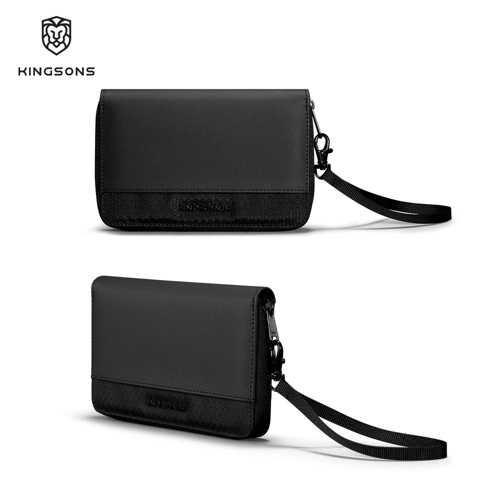Men Genuine Leather Zipper Wallet Business Casual Style Multiple Card Slots RFID Blocking