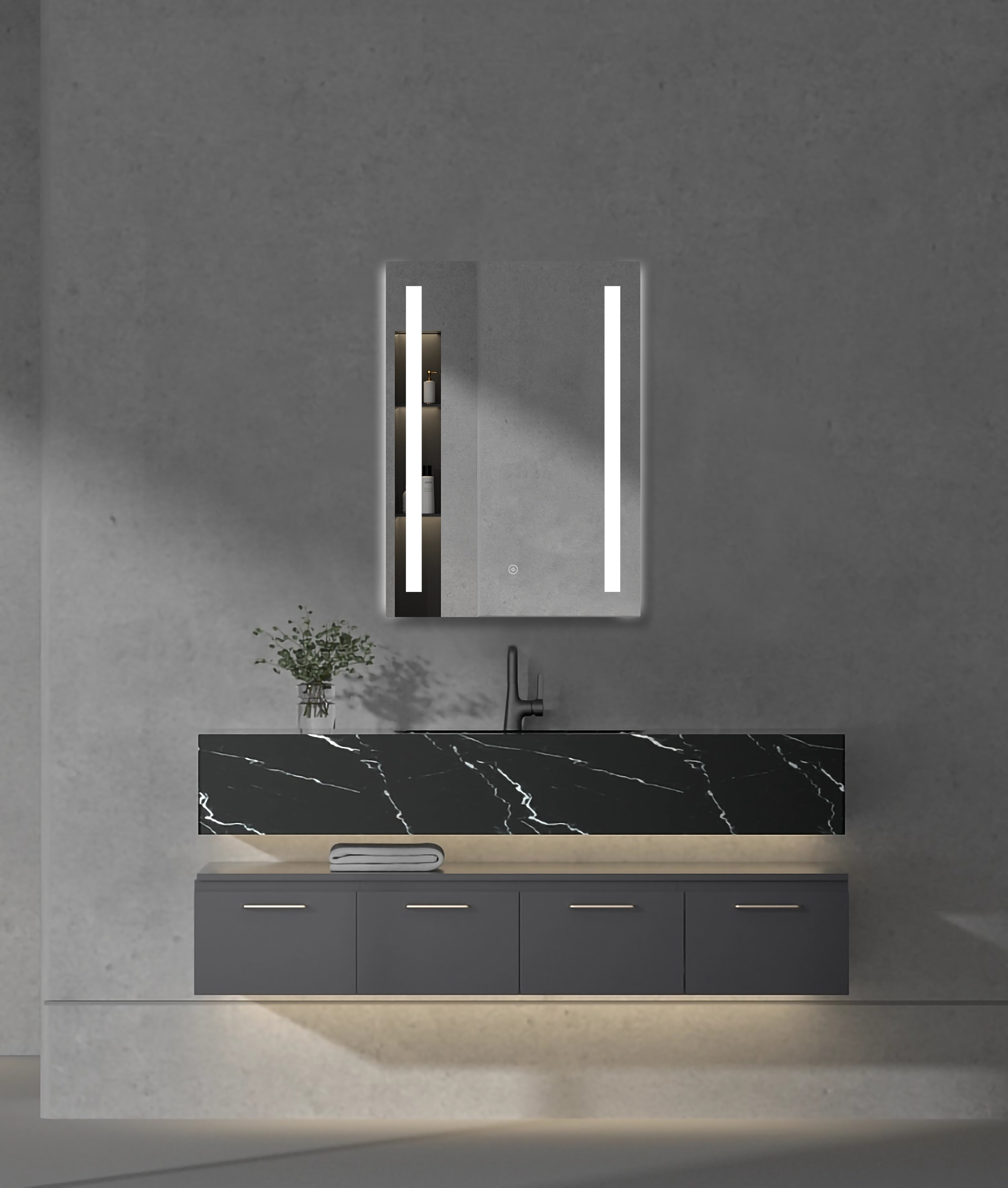 YOWAY LED Frameless Mirror LED Smart Mirror Anti-Fog Furniture Accessory LED Makeup Mirror