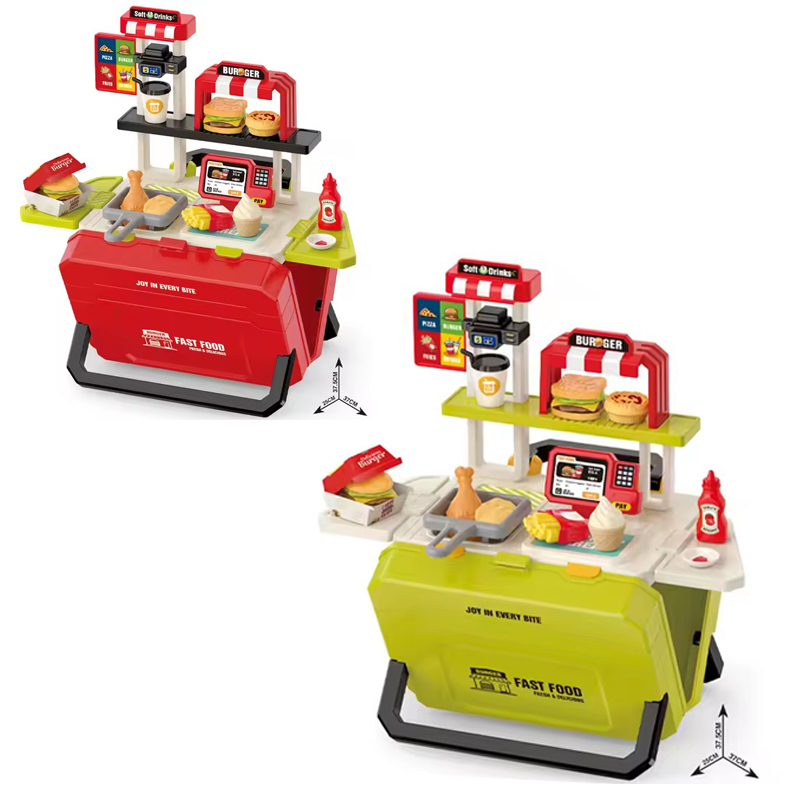 Wholesale Plastic Toys Fast Food Toy Kids Kitchen Toy Pretend Play Toy Storage Suitcase Toy