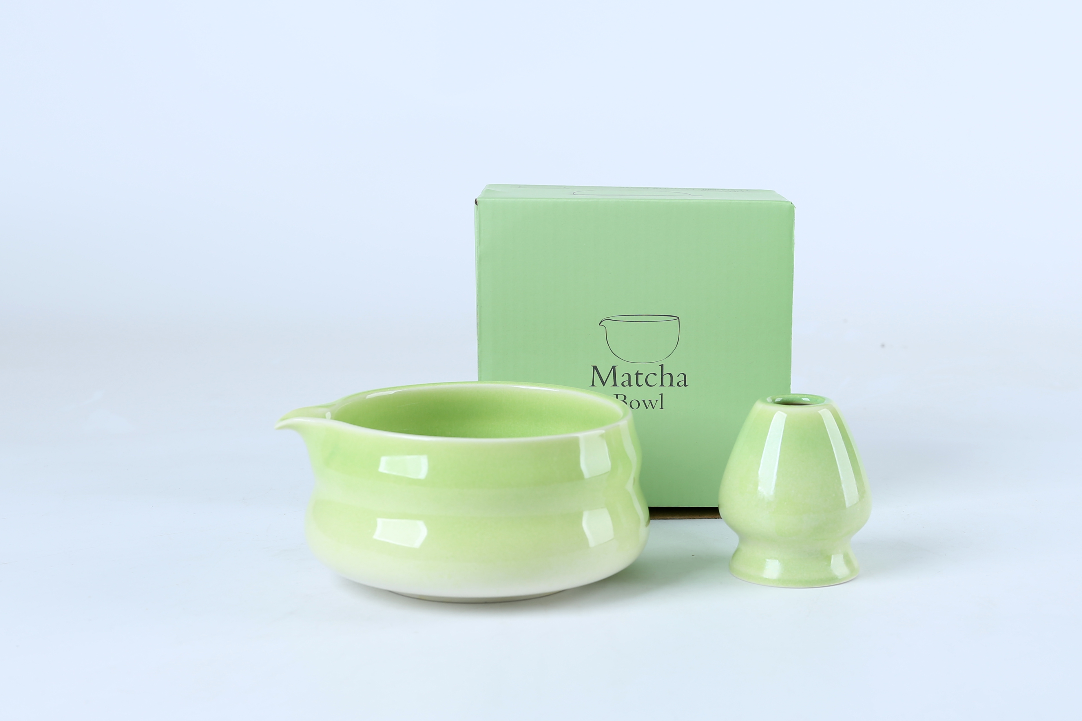 Porcelain matcha bowl, porcelain whisk holder porcelain matcha gift set