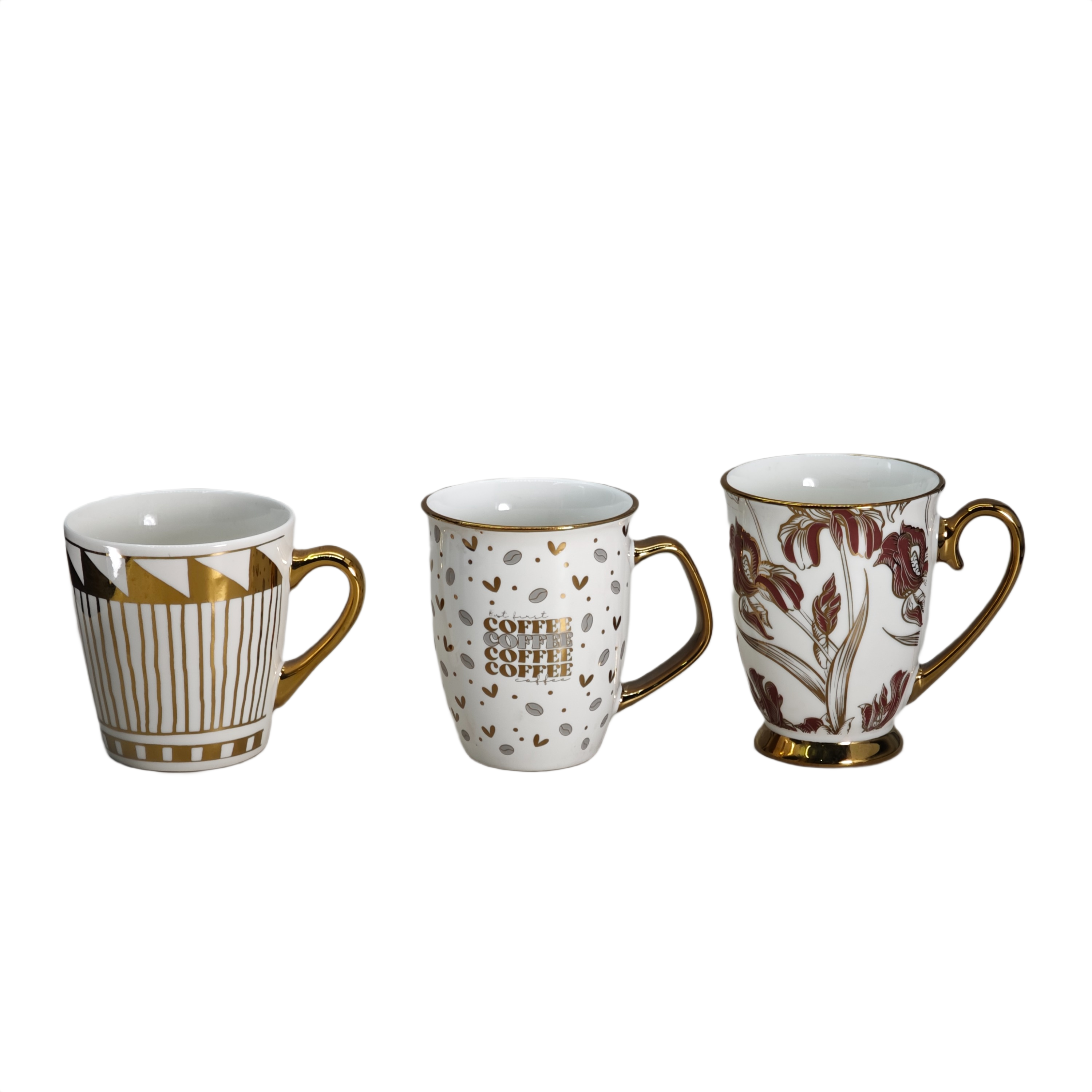 Vintage gold border decal ceramic cup