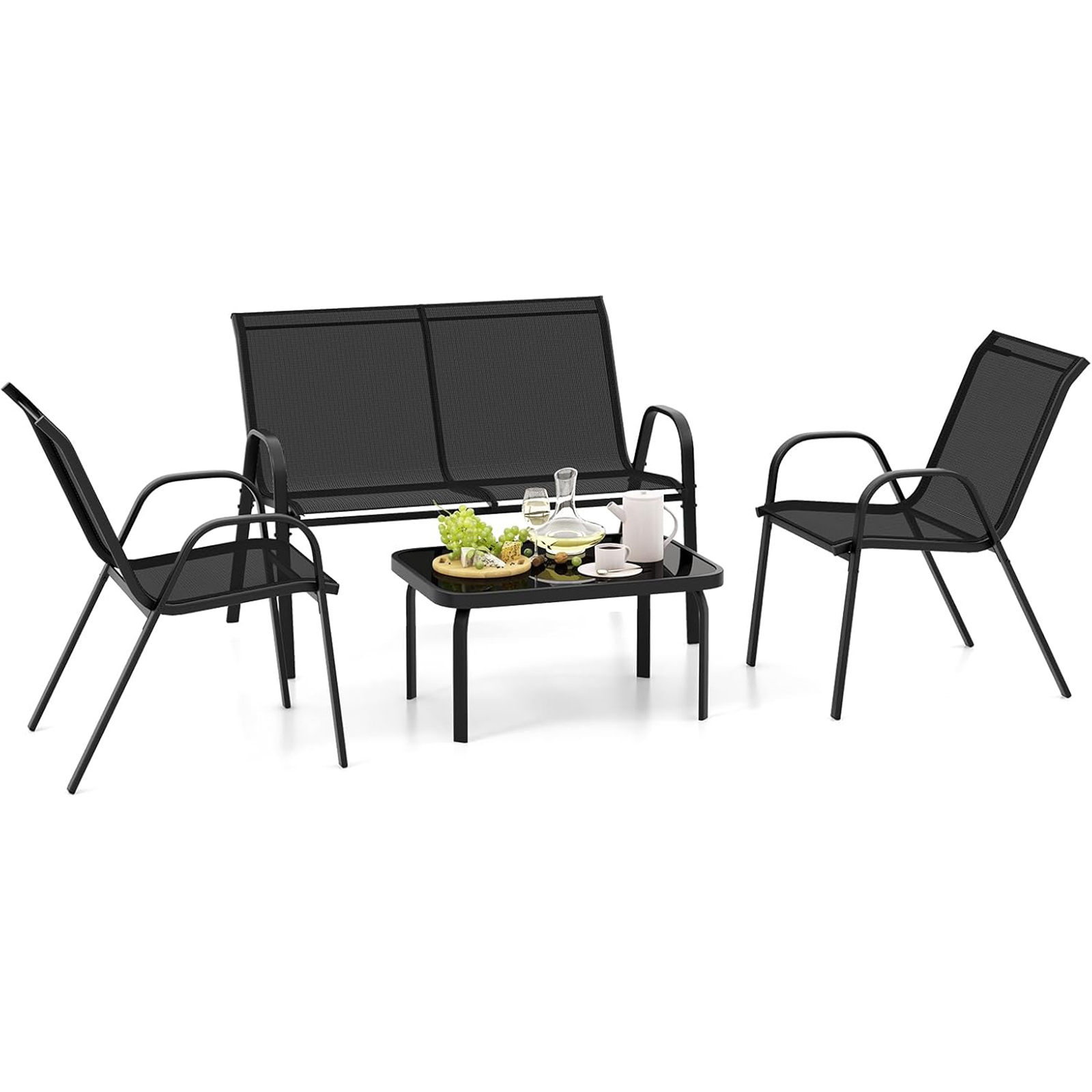 Teslin Popular Garden Sofa Set 4 Pieces Patio Furniture Outdoor with Comfortable Armchair
