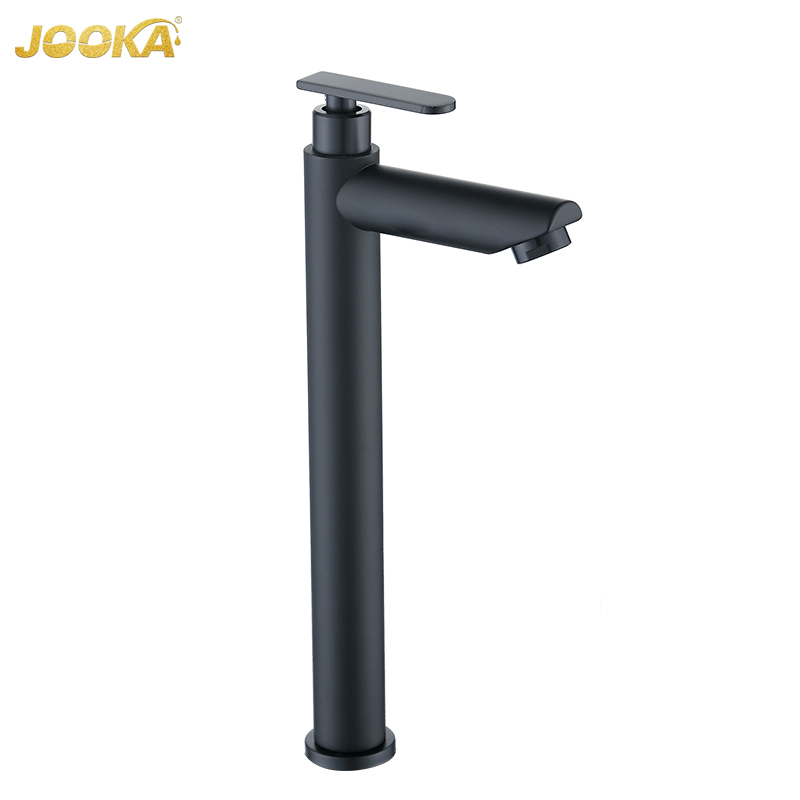 Black Table Top Brushed Nickel Tall Bathroom Sink Faucet Basin Cold Tap