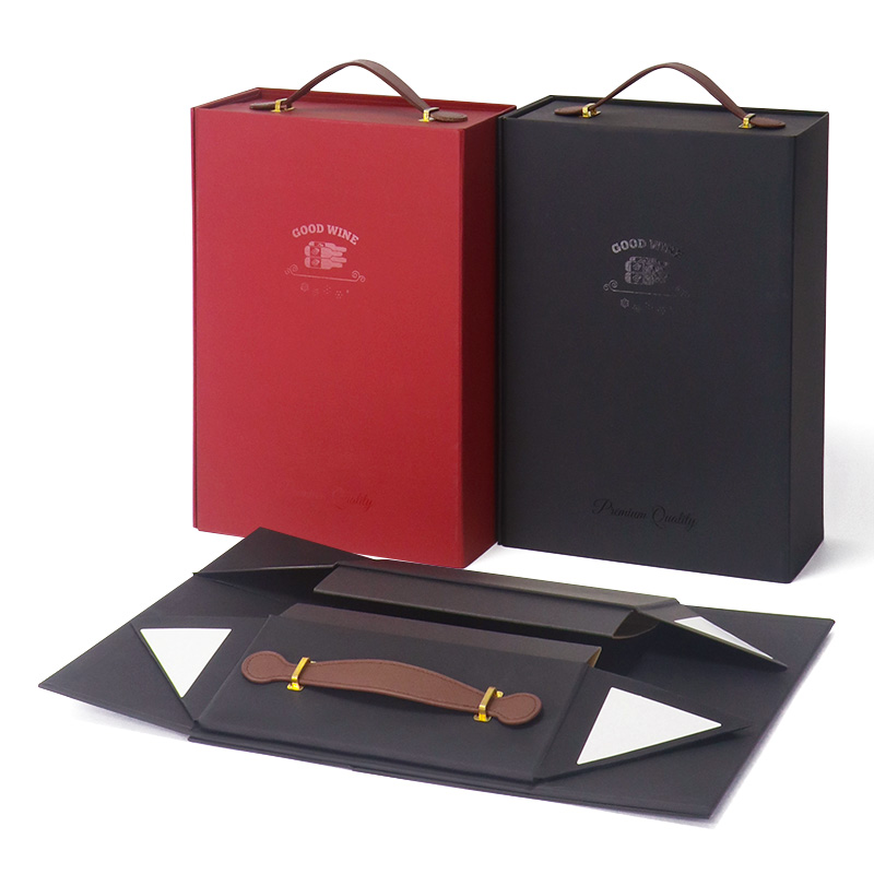 Portable Double Bottle Red Wine Foldable Magnetic Gift Box
