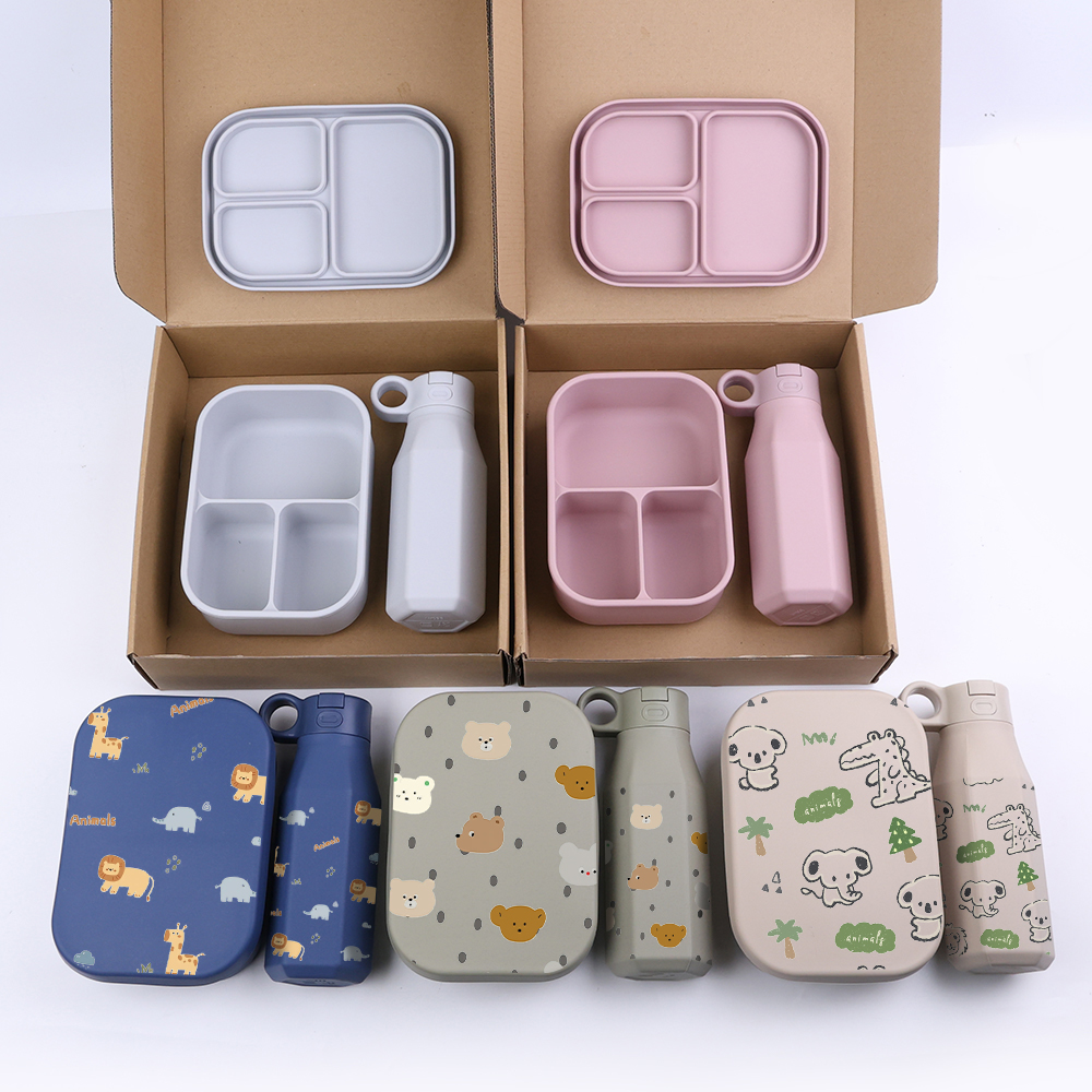 Bangxing Custom Food Container Leakproof Silicone Lunch Bento Box Bpa Free Silicon Water Bottle Set
