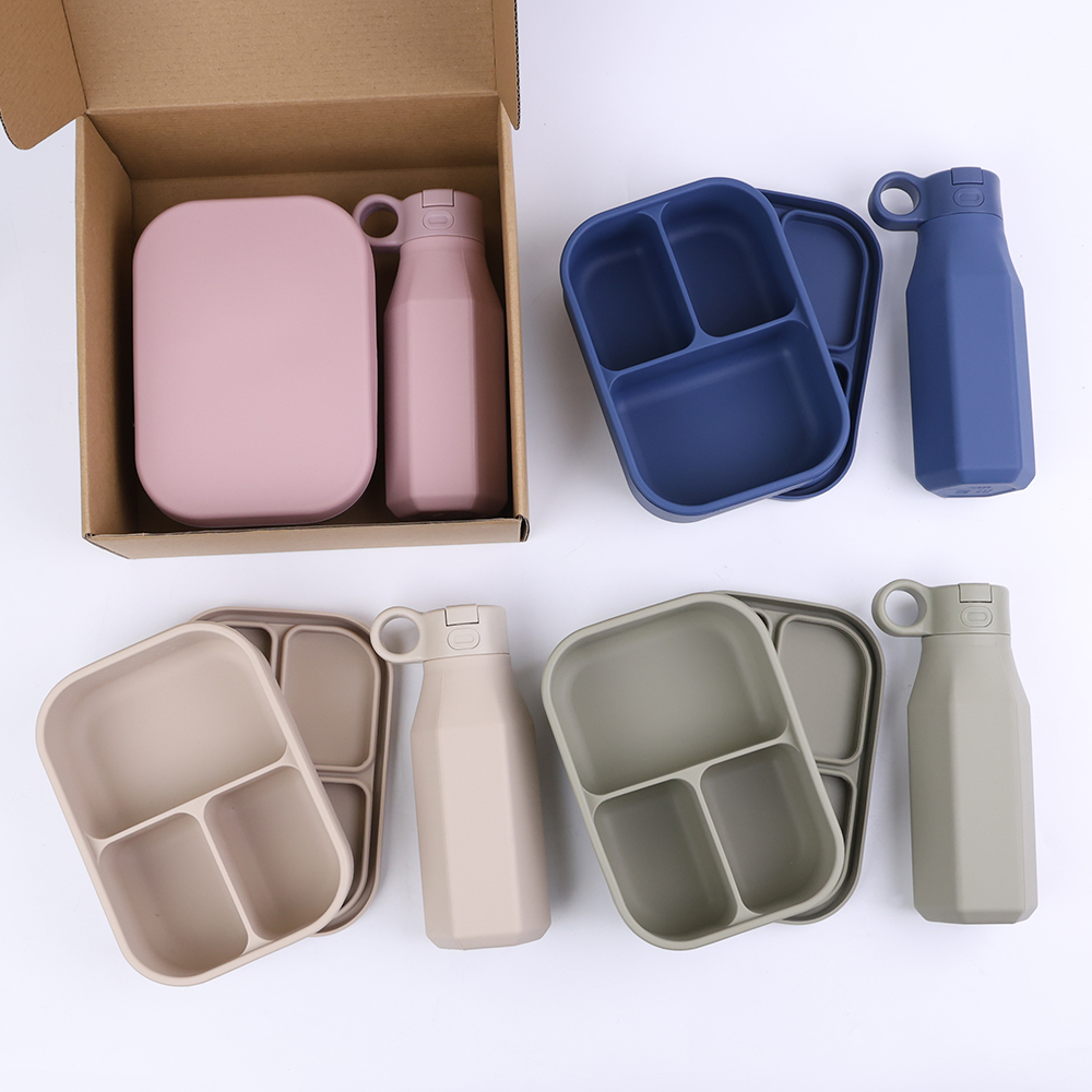 Bangxing Custom Food Container Leakproof Silicone Lunch Bento Box Bpa Free Silicon Water Bottle Set