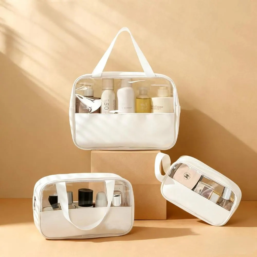 Transparent Toiletry Cosmetic Bag Women Portable Cosmetic Storage Makeup Bag Large Capacity Wash Bag