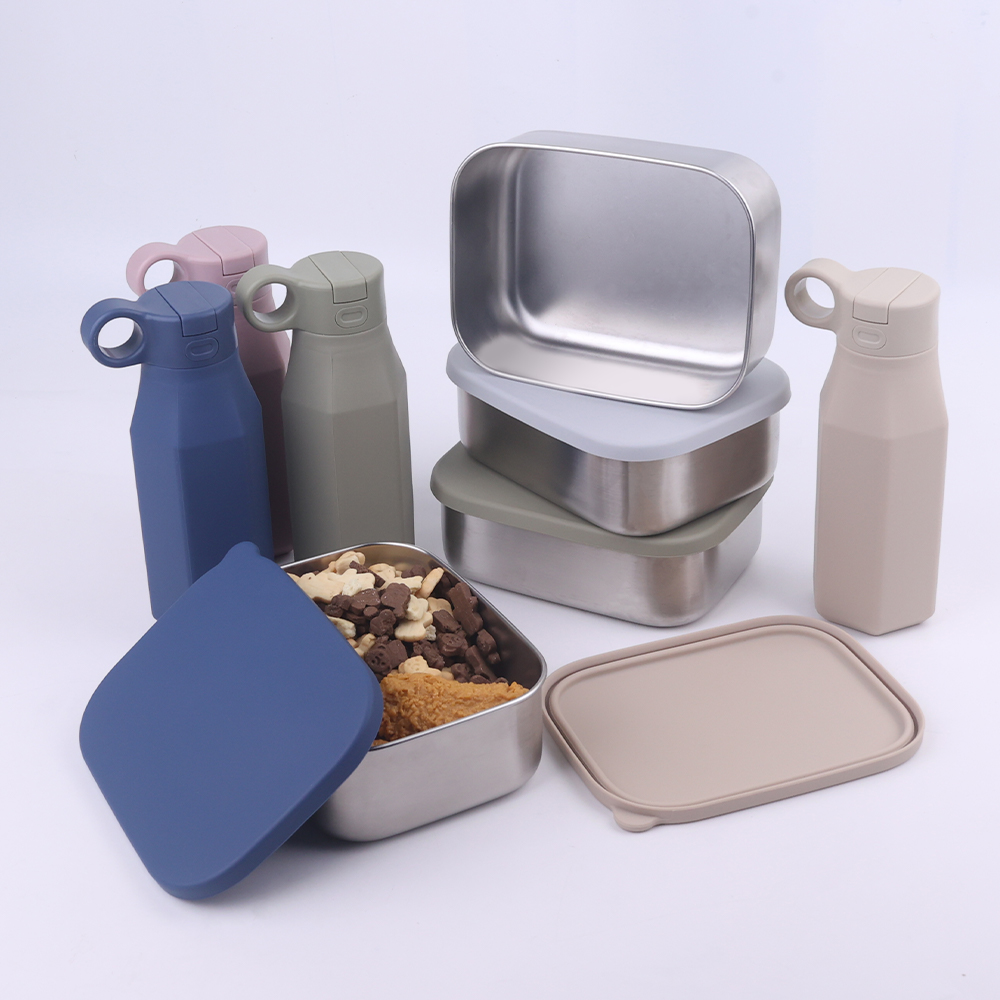 Bangxing Travel School Kids Bento Box Set Stainless Steel Lunch Box With Silicone Kids Water Bottle