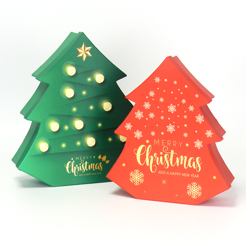 Christmas Tree Shaped Lid And Base Gift Paper Box