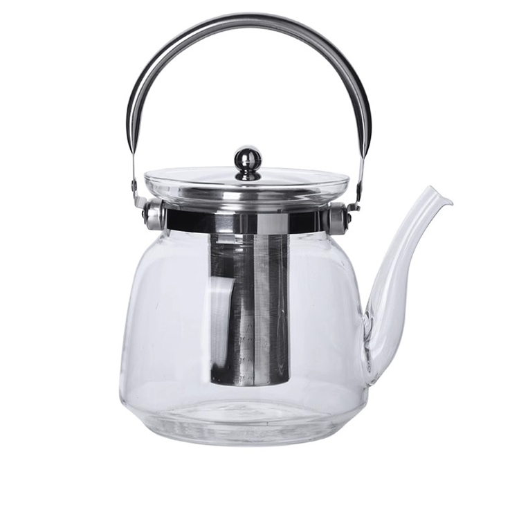 High-Quality Elegant 2000ml Stovetop-Safe Heat-Resistant Glass Kettle-Teapot w/ Steel Handle