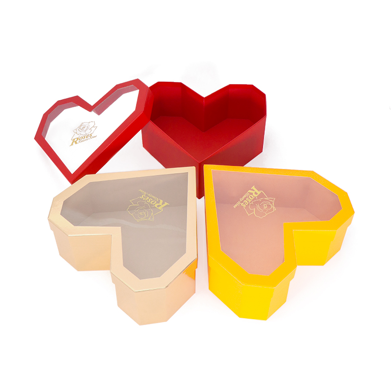 Heart Shaped Lid and Base Flower Gift Box With Window