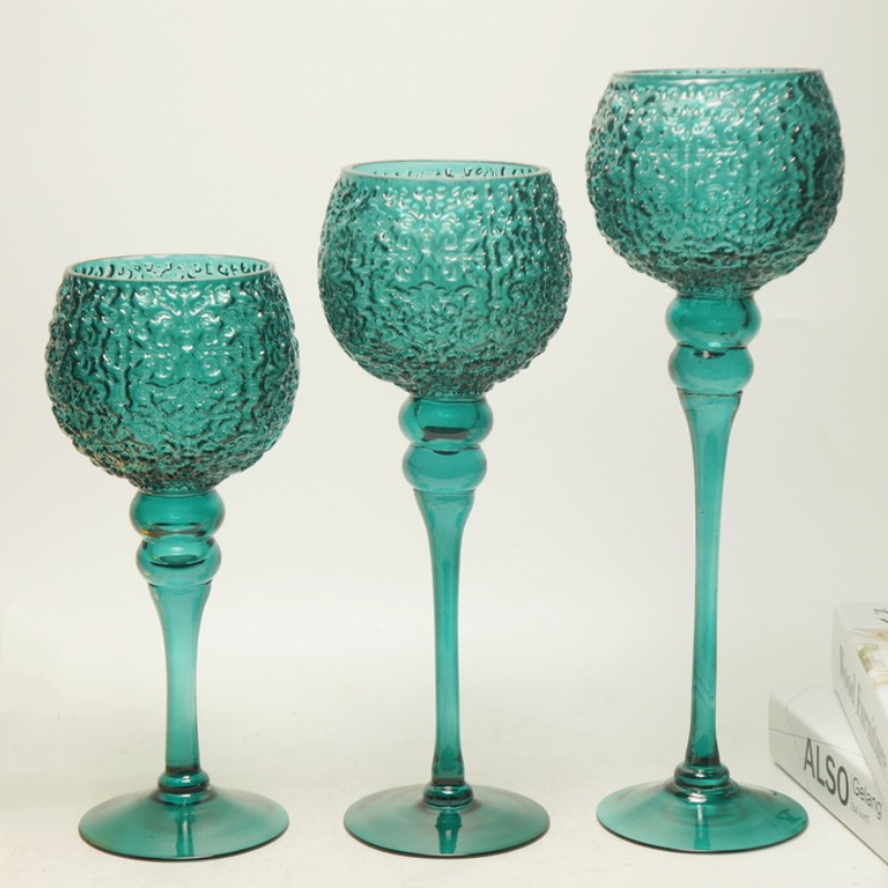 Candle holder with long stem, pillar candle holder, tealight holder, glass candle holder