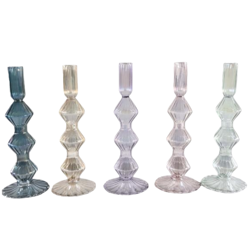 Candle holder with long stem, candlestick holder, glass candle holder
