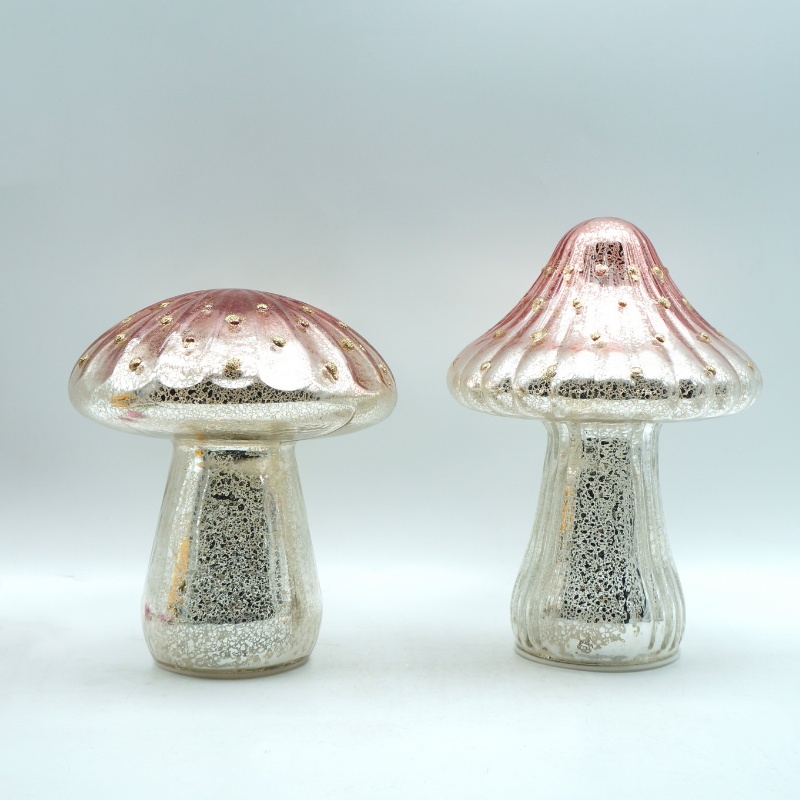 Glass decorative mushroom, lighted tabletop harvest festivel, holiday decoration with light
