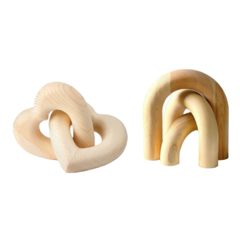 Desktop wooden decorations，Natural Wood Chain Link Decor