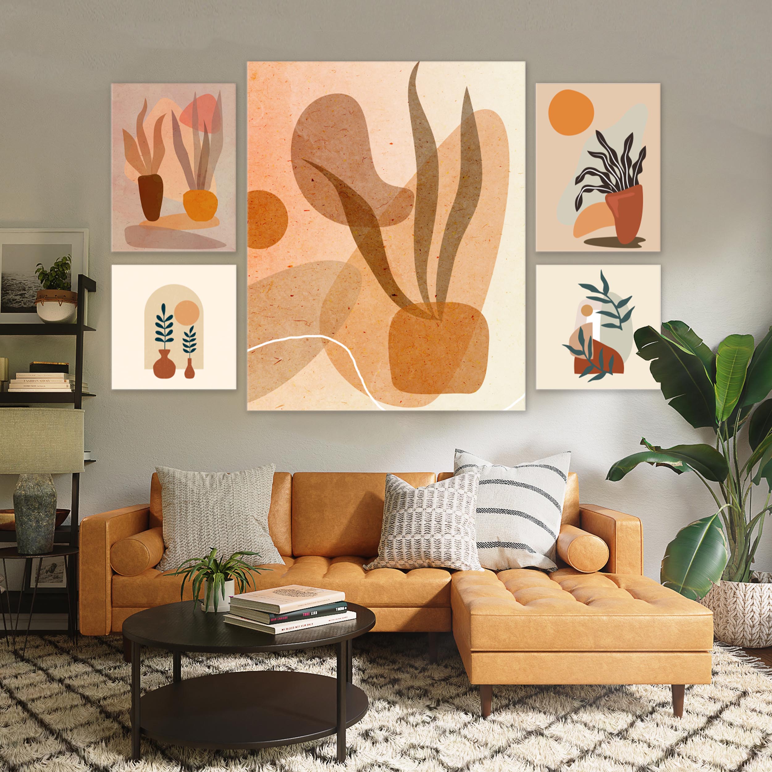 Beach Design set of 5 canvas wall art printing blue abstract design Perfect for online business