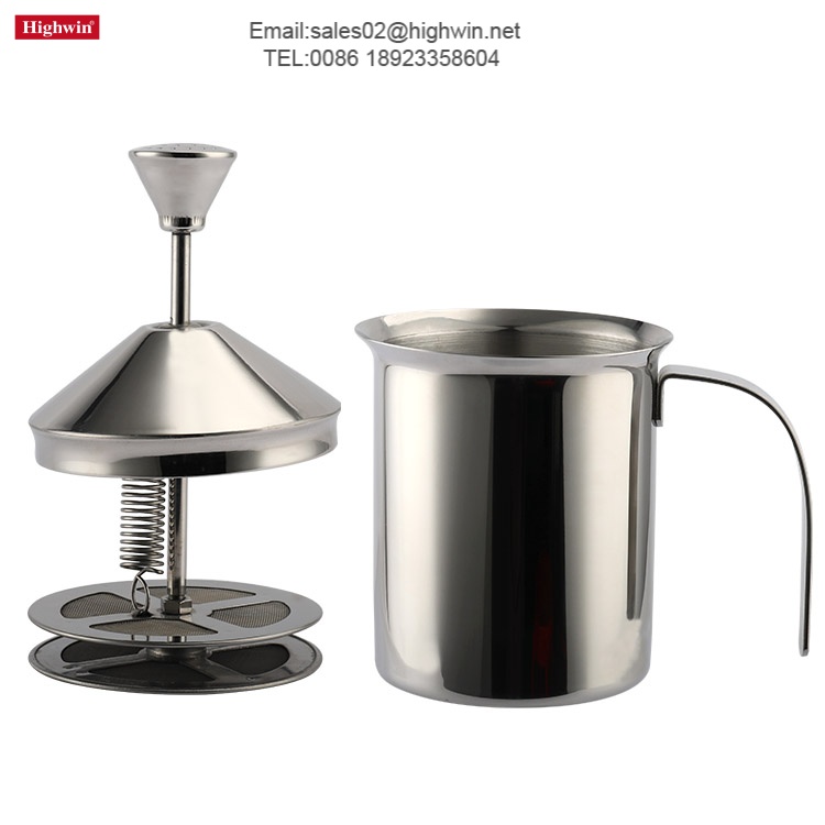 Milk Frother 14oz (400ml) Non electric，Easy to Clean, Can Warm Milk Directly