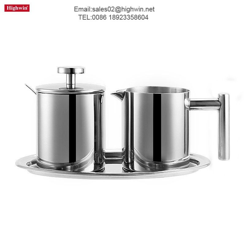 Elegant Stainless Steel Sugar Bowl Cream Pitcher